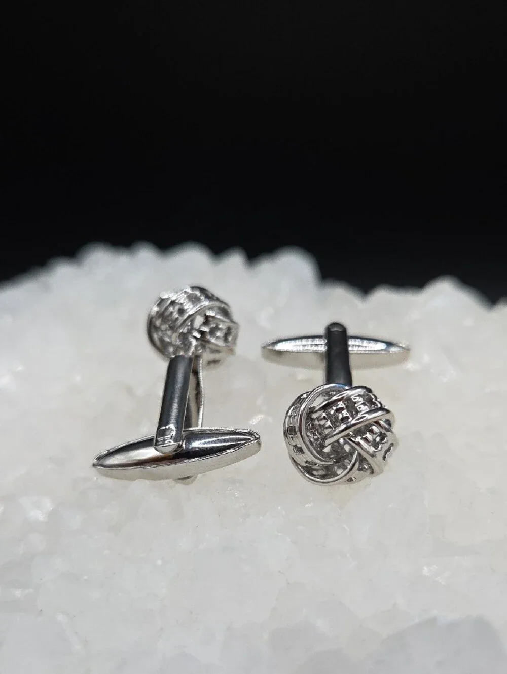 Polished Stainless Steel Knot Cufflinks for Men | Silver Tone